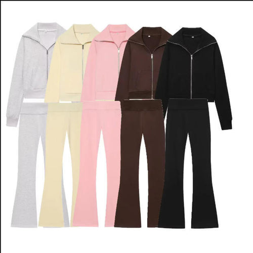Damen 600+ hochtaillierte ausgestellte Jersey‑Hose mit Stretchbund Drune