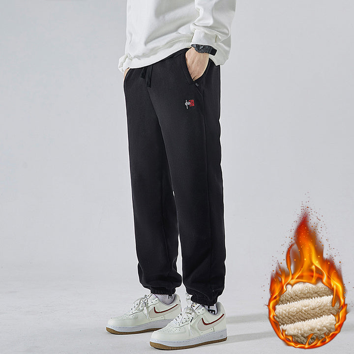 Herren Gefütterte Sweatpants mit Sherpa‑Innenfutter und elastischen Bündchen Drune