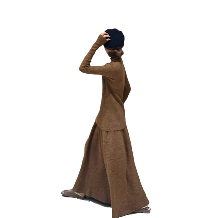 Damen Strickkleid mit luxuriösem Rippdesign und langem Schnitt Drune