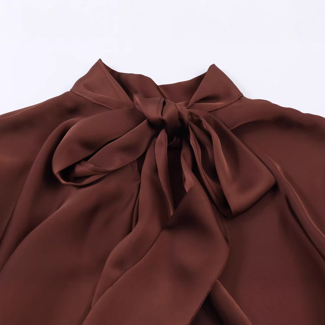 Damen Kurzes A-Linien-Kleid mit Rosen-Jacquard, Volantärmeln und Ziergürtel Drune
