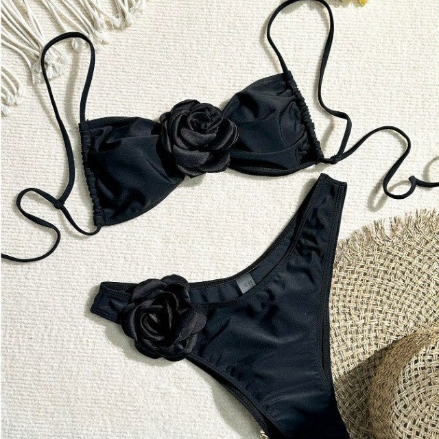 Damen Bandeau-Bikini mit floralen Details Drune