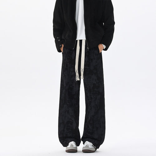 Herren Weit geschnittene Loungehose mit abstraktem Allover‑Print, elastischem Bund und Tunnelzug Drune