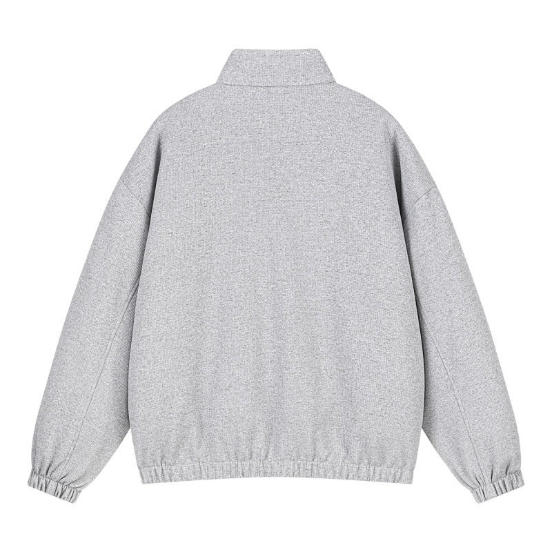 Unisex Oversize-Struktur-Trackjacke mit Stehkragen, Reißverschluss & Flatlock‑Details Drune