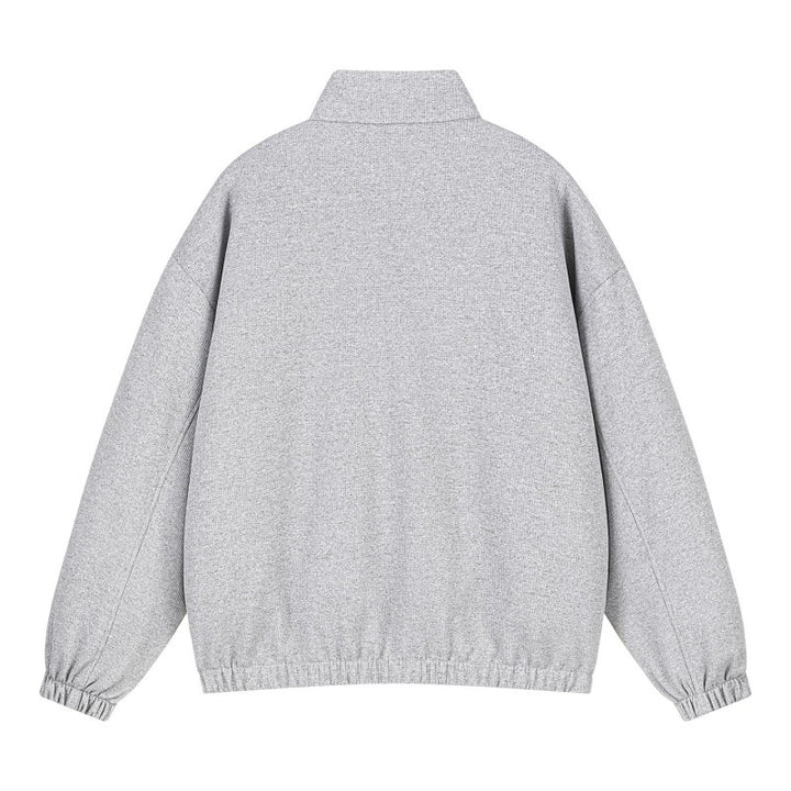 Unisex Oversize-Struktur-Trackjacke mit Stehkragen, Reißverschluss & Flatlock‑Details Drune