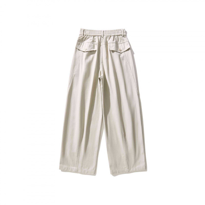 Damen Weite Bundfaltenhose mit hohem Bund und geradem weitem Bein Drune