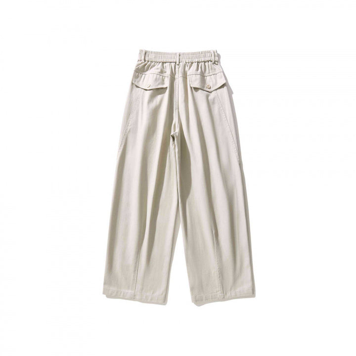 Damen Weite Bundfaltenhose mit hohem Bund und geradem weitem Bein Drune