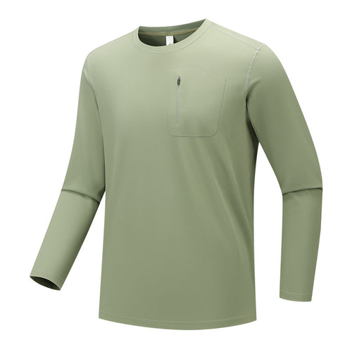 Herren Multifunktionales Langarm-Techshirt mit Brust-Reißverschlusstasche Drune