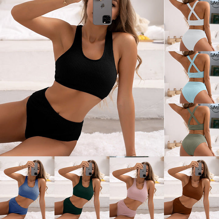 Damen Hochtailliertes Bikini-Set mit sportlichem Schnitt und atmungsaktiven Materialien Drune