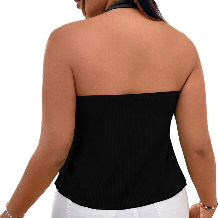 Damen lässiges Haltertop mit tiefem V-Ausschnitt und Bindegürtel Drune
