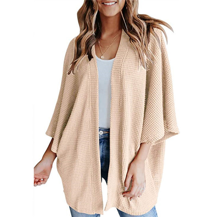 Damen lässiger Strickjacke im Waffelmuster Drune