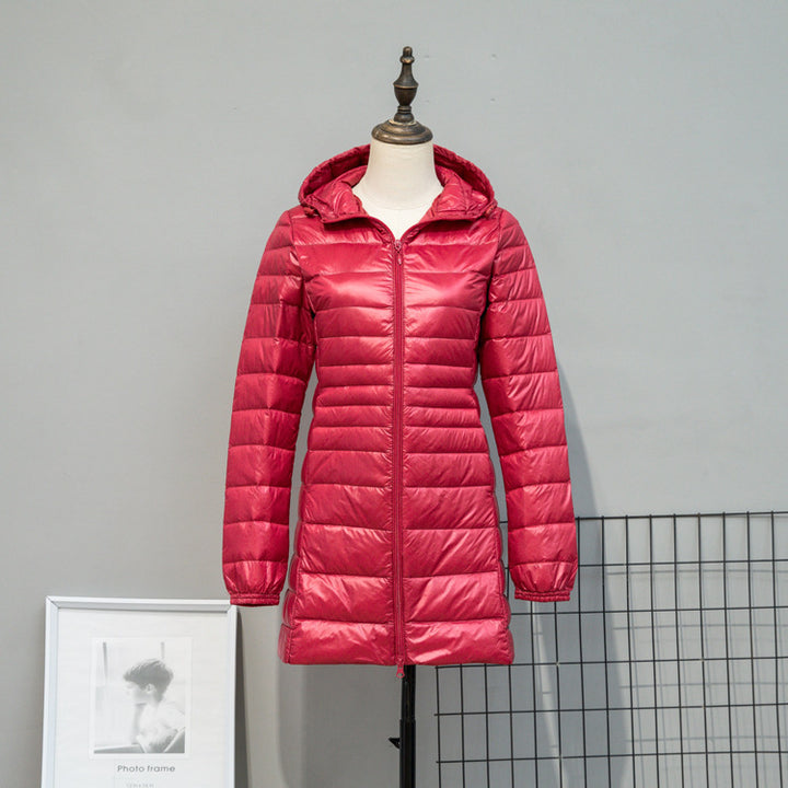Damen Leicht gesteppte Langjacke mit Kapuze und schlanker Silhouette Drune