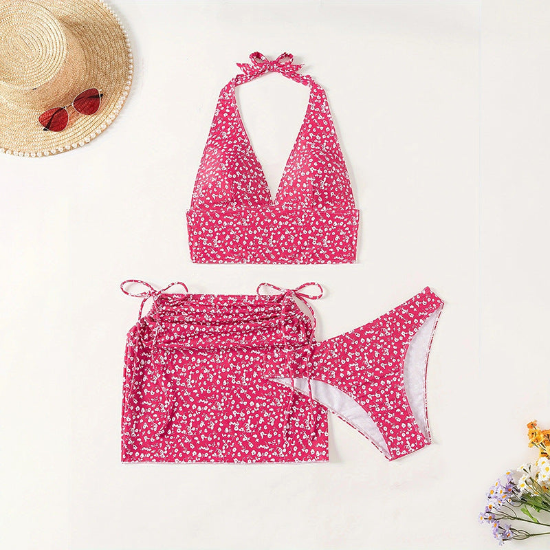 Damen Crop-Bikini-Set mit floralem Design Drune