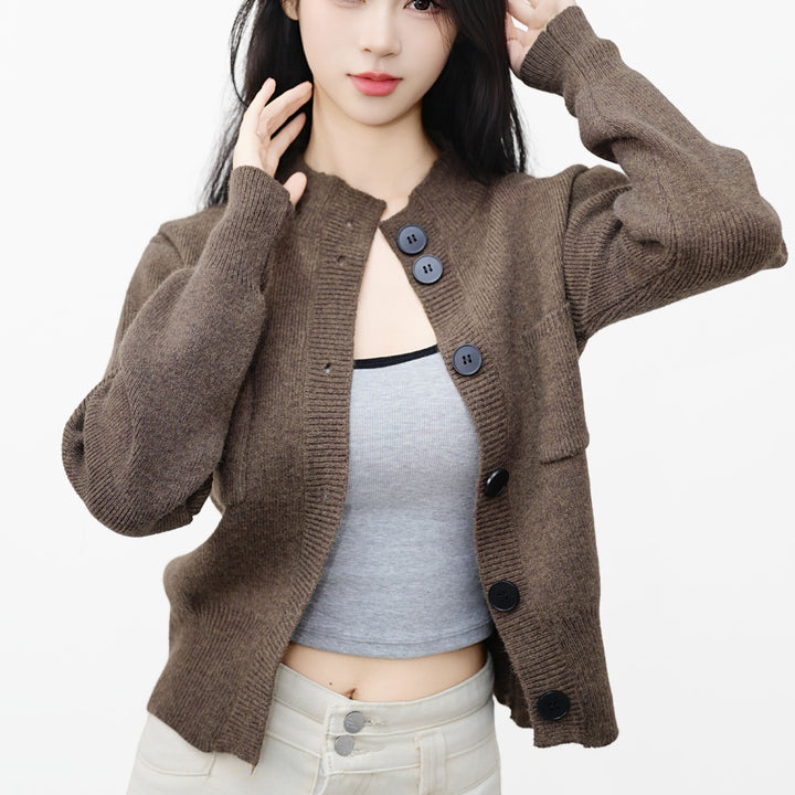 Damen Strickjacke mit Knopfleiste und praktischer Brusttasche Drune