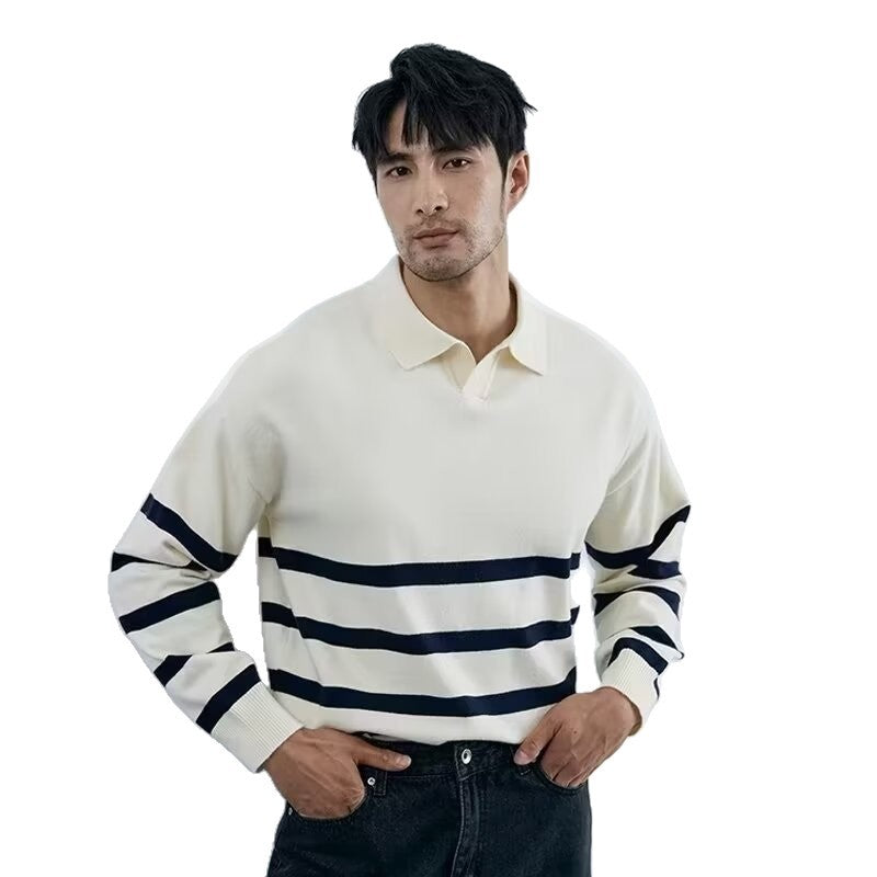 Herren Modisches Strickoberteil mit Streifen Drune