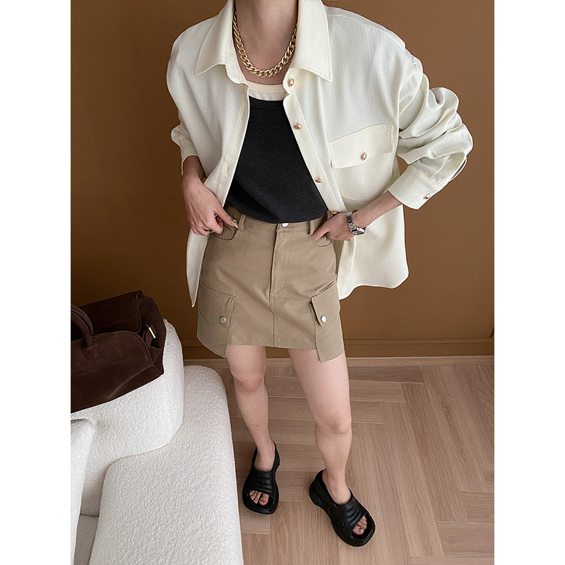 Damen lässige Overshirtjacke mit elegantem Schnitt und hochwertigen Details Drune
