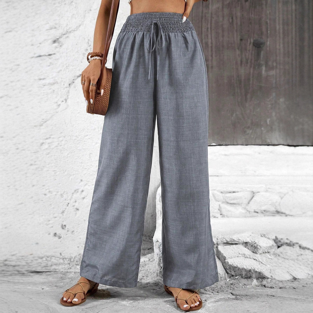 Damen weit geschnittene Sommerhose mit elastischem Bund und Kordelzug Drune
