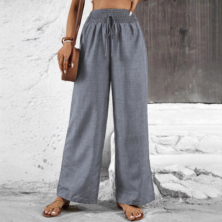 Damen weit geschnittene Sommerhose mit elastischem Bund und Kordelzug Drune