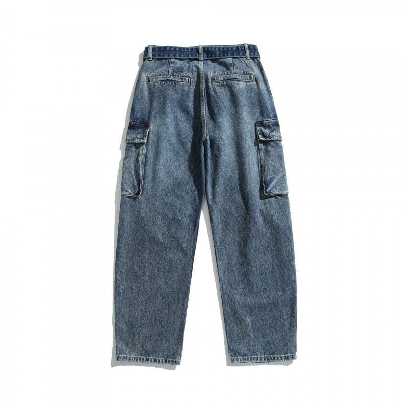 Damen Cargo-Jeans mit hohem Bund, weitem Relaxed-Fit und abnehmbarem Denim-Gürtel Drune