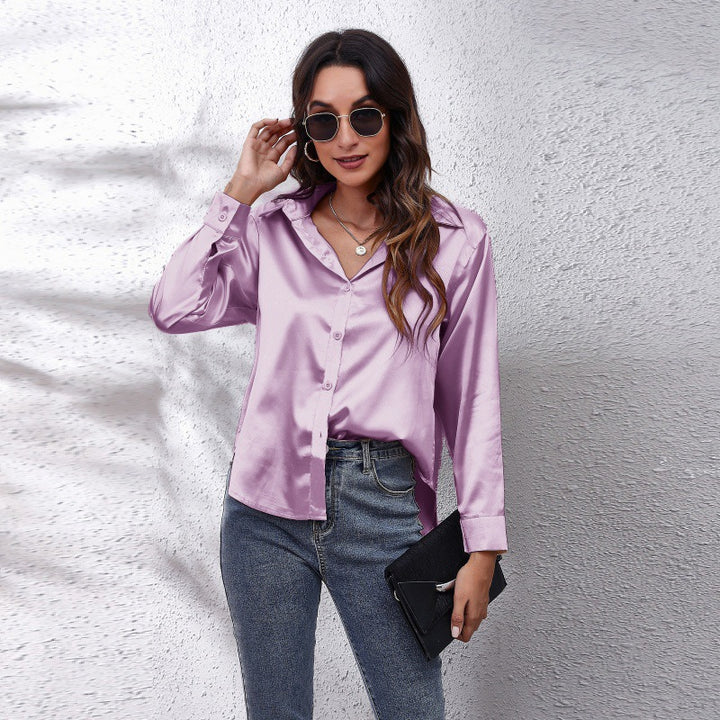 Damen elegante Satinbluse Drune