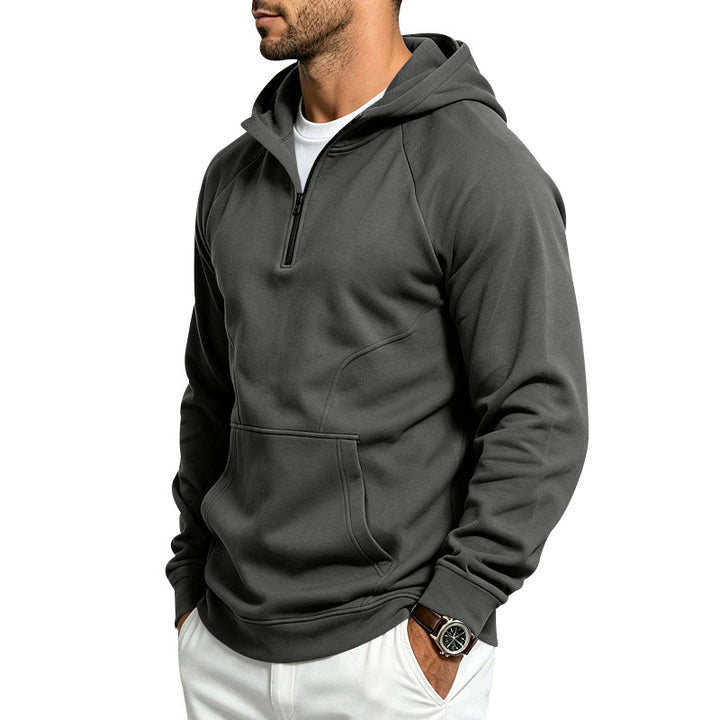 Herren Kapuzenpullover mit halbem Reißverschluss und sportlichem, schlankem Schnitt Drune