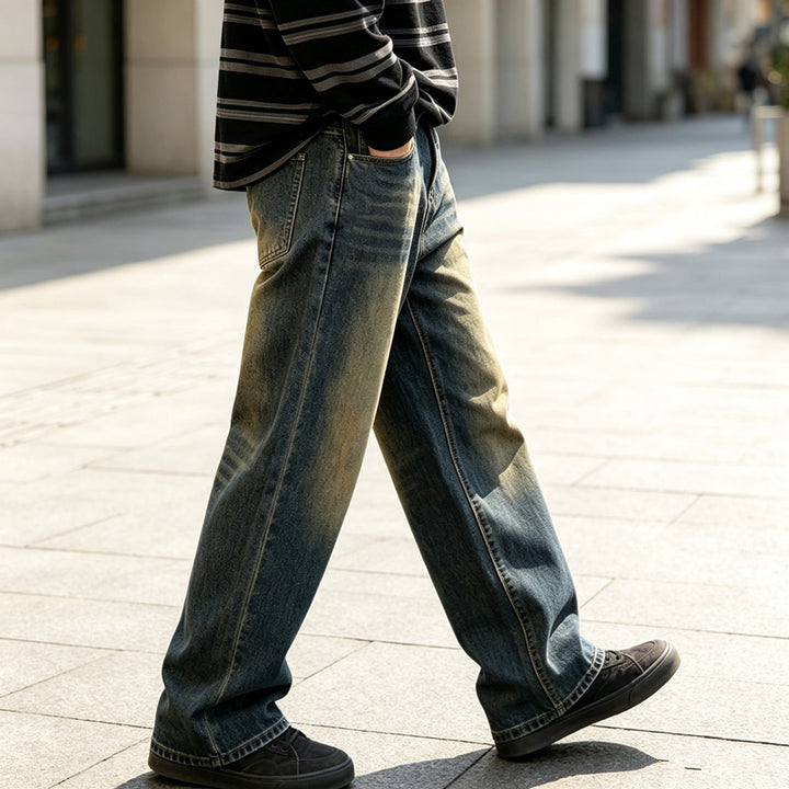 Herren Bequeme Schnitt Jeans im Used-Look Drune