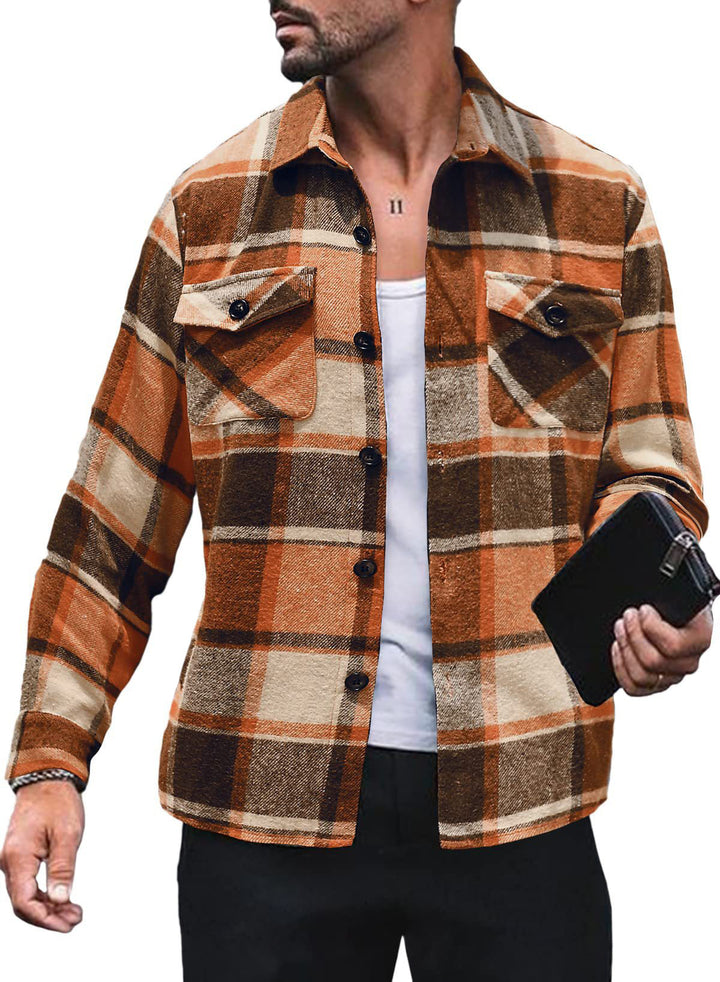 Herren Flanellhemd mit Karomuster und funktionalen Taschen Drune