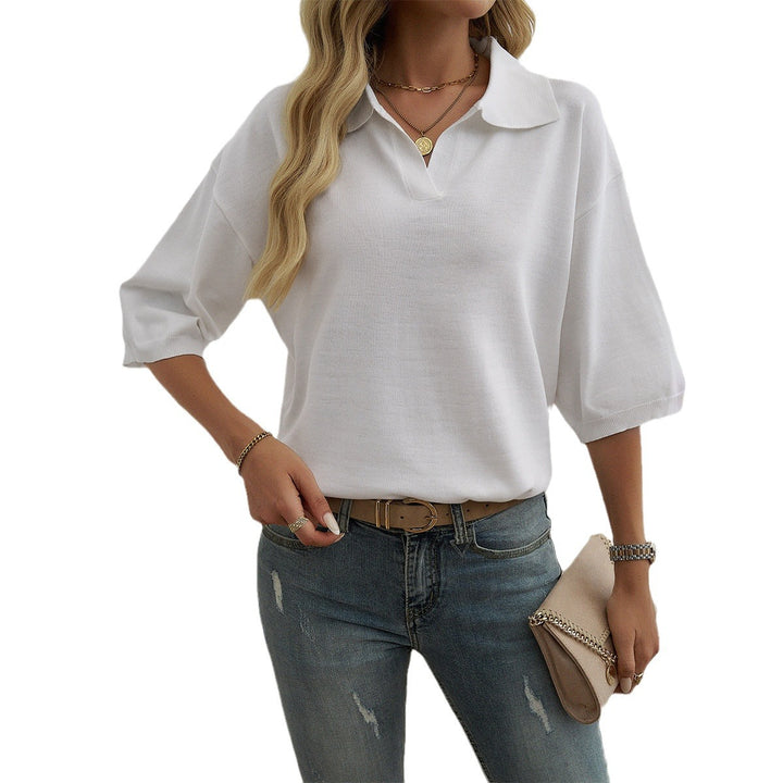 Damen lässiges Polo-Shirt mit voluminösen Ärmeln und eleganter Schnittführung Drune