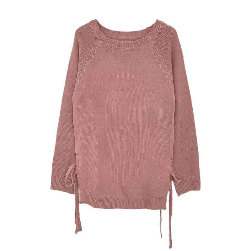 Damen lässiger Pullover mit seitlichen Bindebändern Drune