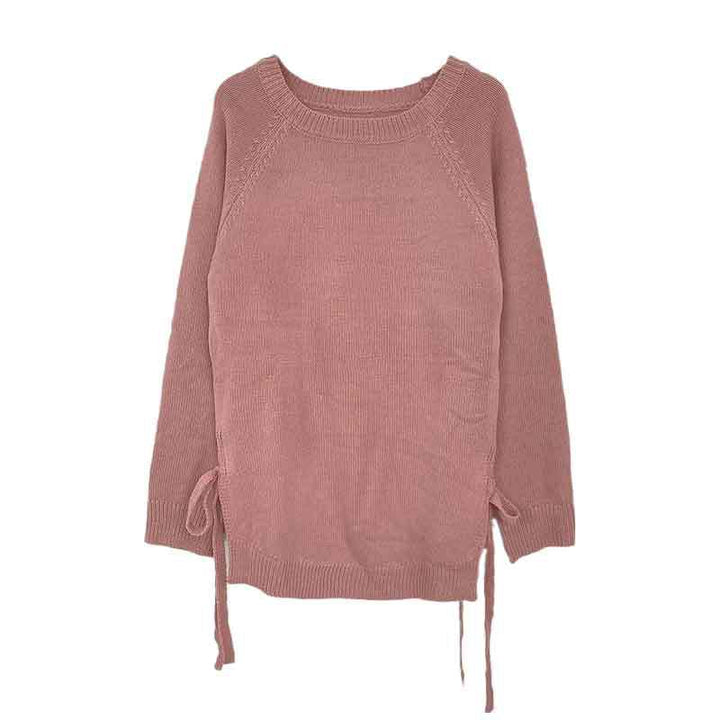 Damen lässiger Pullover mit seitlichen Bindebändern Drune