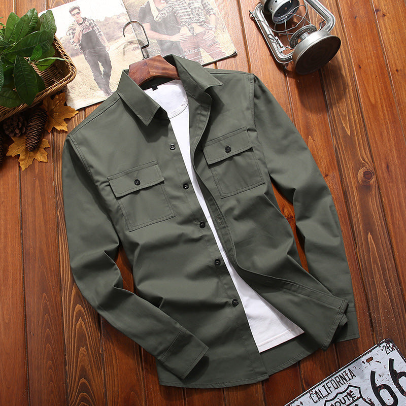 Herren Baumwollmix‑Hemdjacke im Utility‑Look mit Brustpattentaschen Drune
