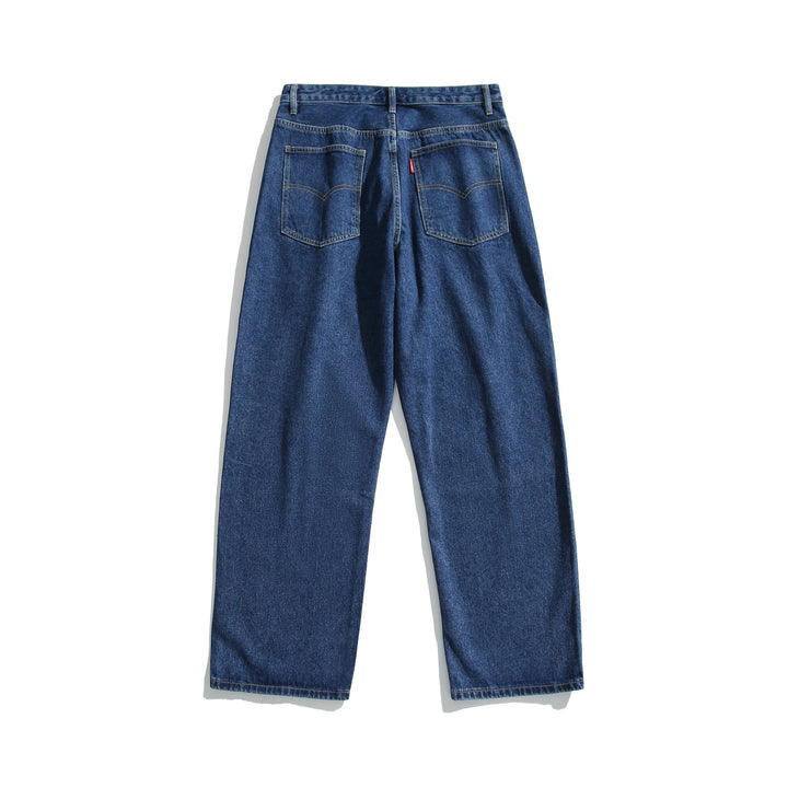 Damen Hochtaillierte gerade geschnittene Denim-Jeans mit weitem Bein Drune
