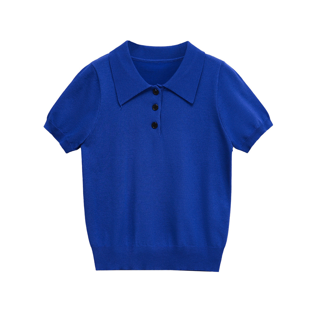 Damen Elegantes kurzärmliges Poloshirt mit klassischen Knöpfen Drune