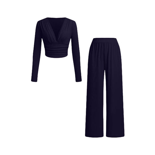Damen lässiges und figurnahes Oberteil mit hochtaillierter Hose Drune