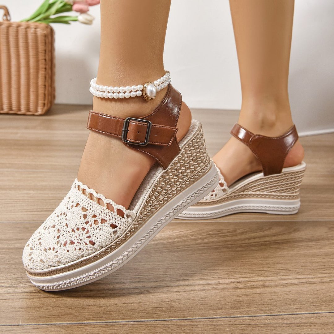 Damen Wedge-Sandalen mit filigranem Spitzen-Design Drune