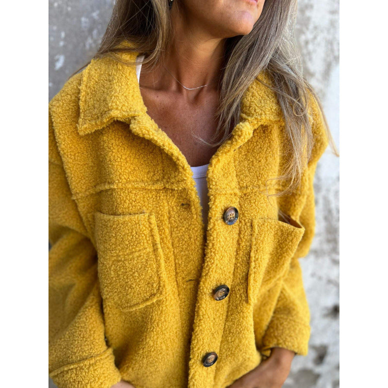 Damen kuschelige Teddyjacke mit praktischen Taschen Drune
