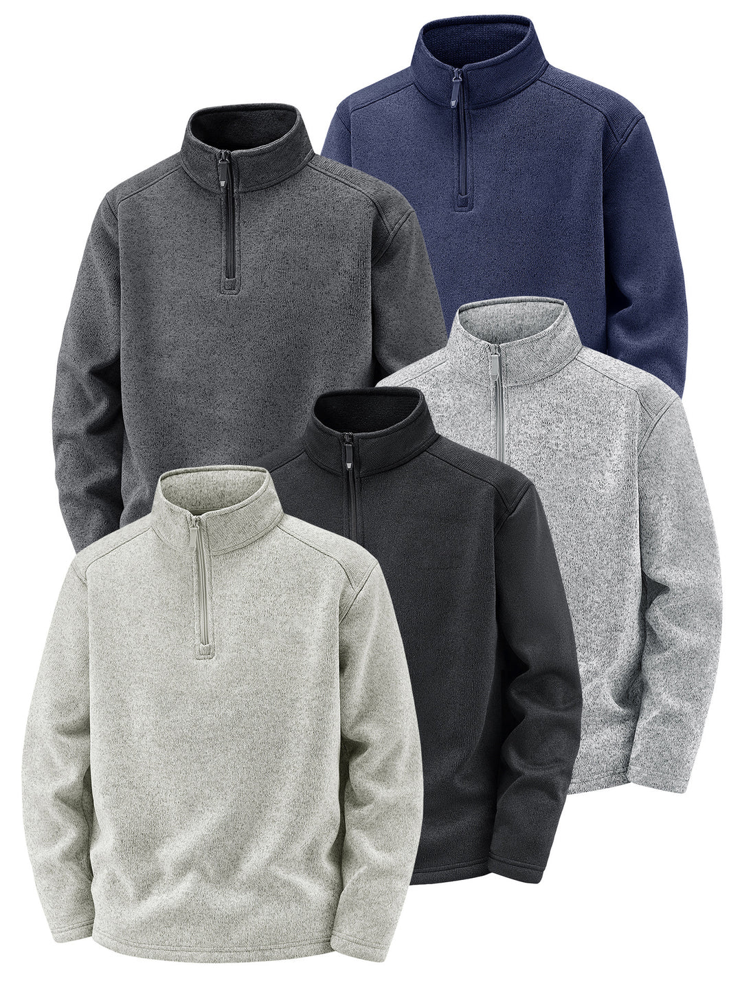 Herren Thermischer Strick-Fleecepullover mit halbem Reißverschluss und Stehkragen Drune