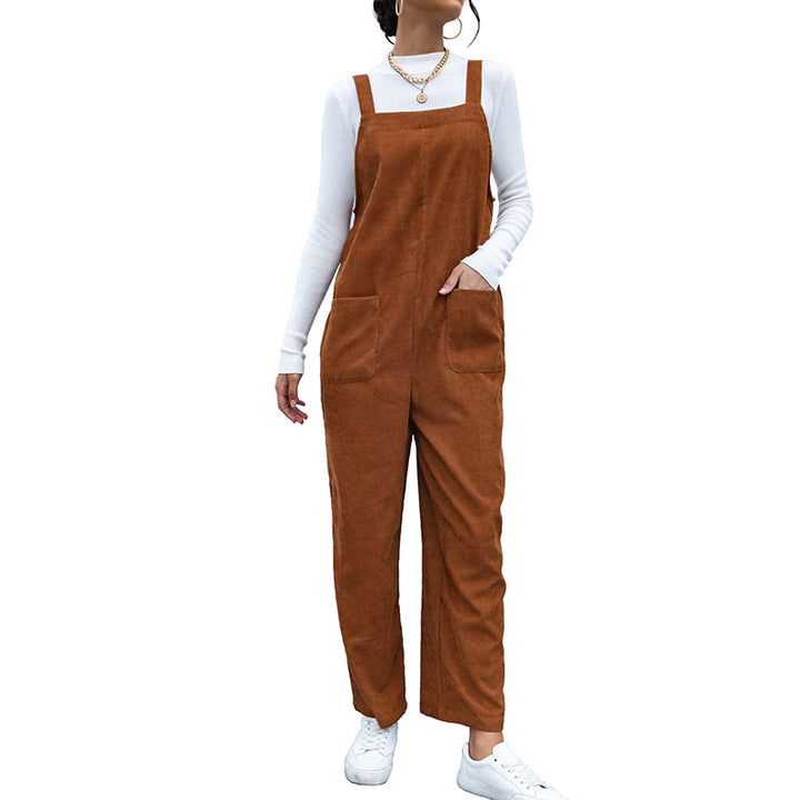Damen Latzhose aus weichem Cordstoff mit praktischen Taschen und weiter Beinform Drune