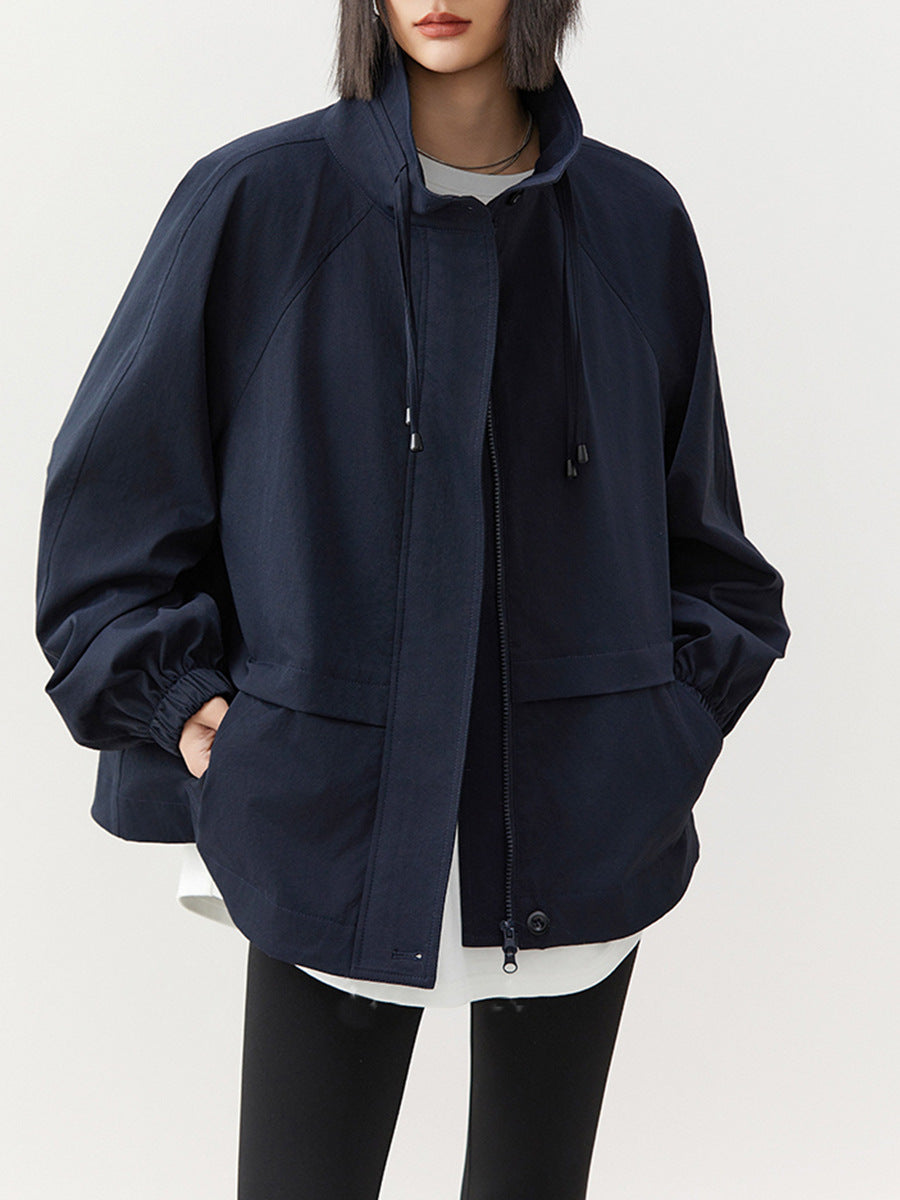 Damen lässige Übergangsjacke mit hohem Kragen Drune
