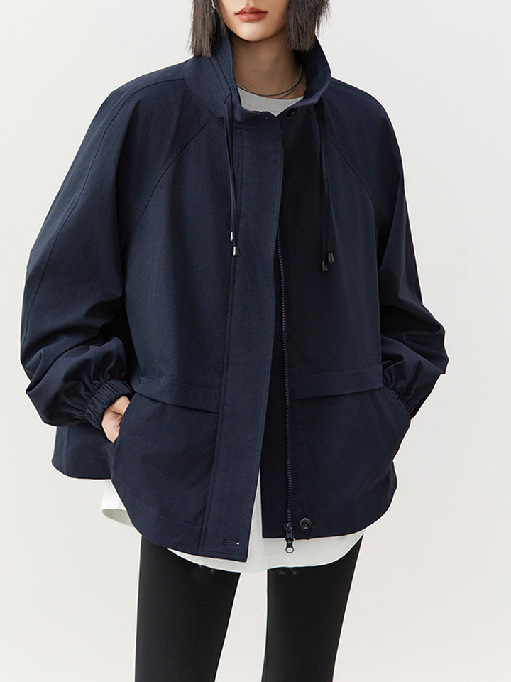 Damen lässige Übergangsjacke mit hohem Kragen Drune