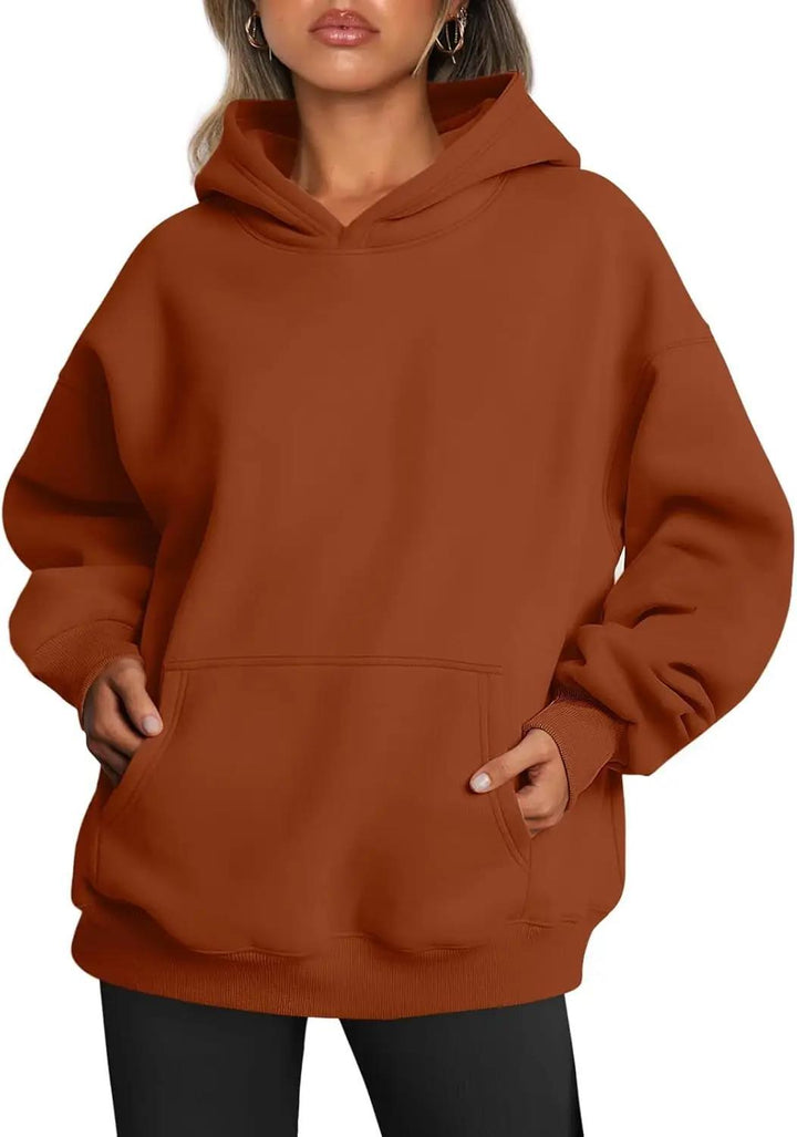 Damen nan oversized Kapuzenpullover mit verlängerter Silhouette und Kängurutasche Drune