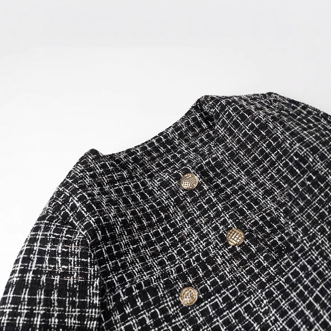 Damen Tweed-Jacke mit goldenen Knöpfen Drune