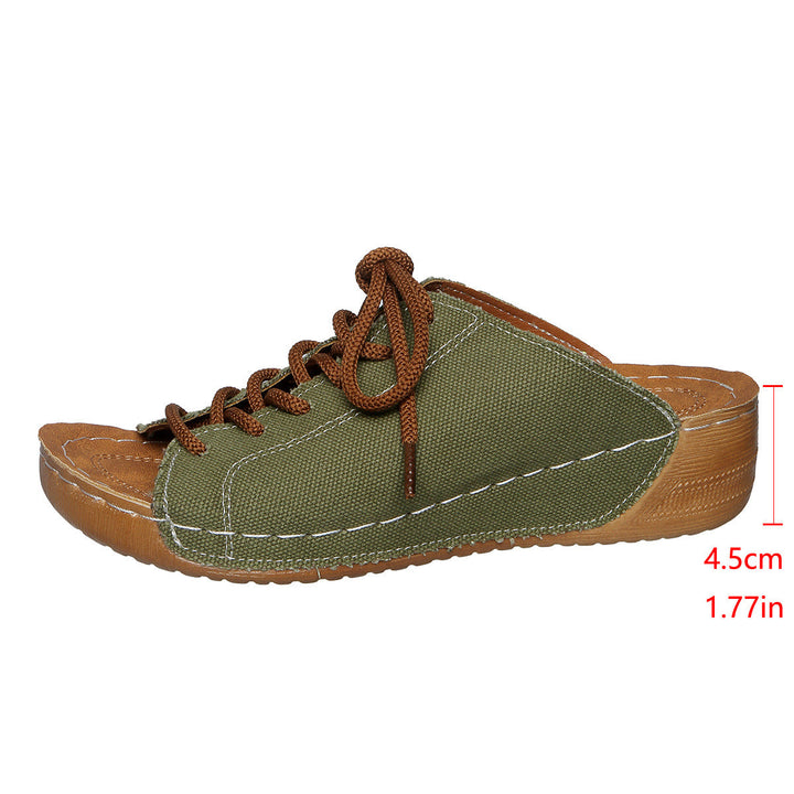 Damen bequeme Freizeit-Sandalen mit Schnürung und atmungsaktiver Textiloberfläche Drune