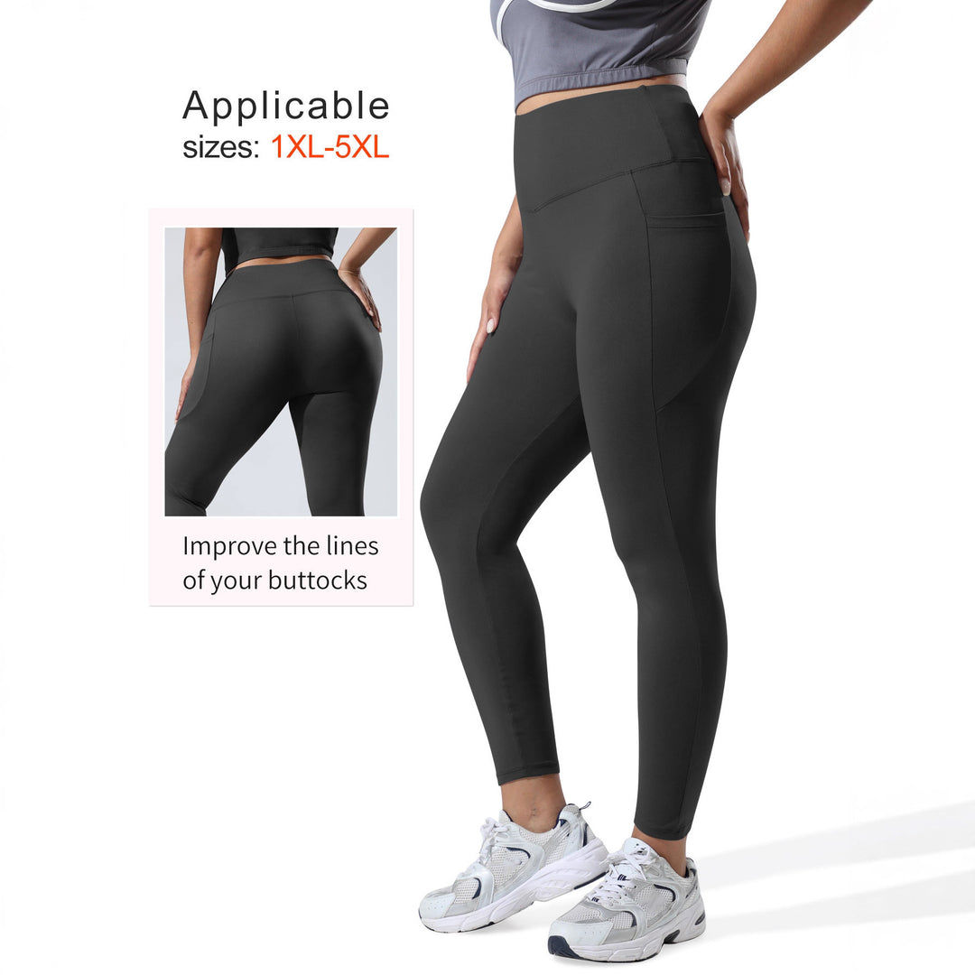 Damen High-Waist Sportleggings mit tiefer Seitentasche und stützendem Komfortbund Drune