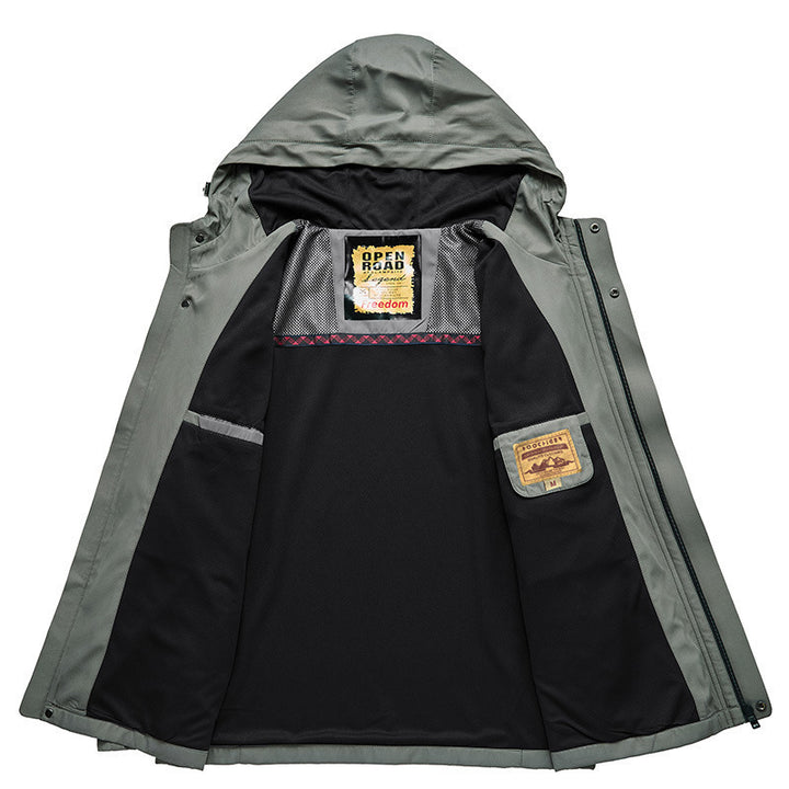 Herren Softshell-Adventurejacke mit Kapuze, atmungsaktiv und wind- sowie wasserabweisend Drune