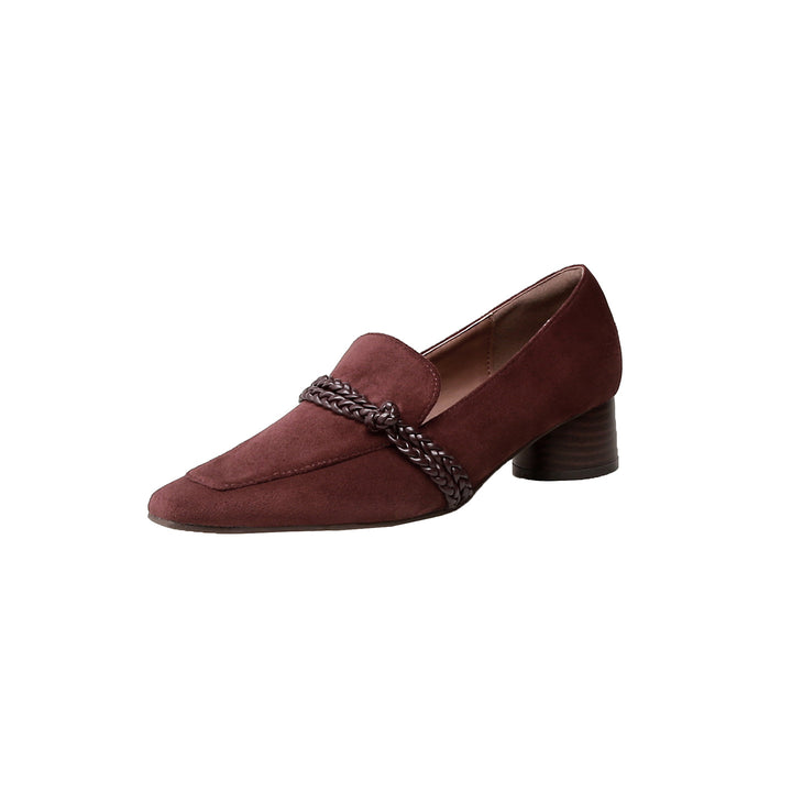 Damen Veloursleder-Loafer mit geflochtenem Riemendetail und niedrigem Blockabsatz Drune