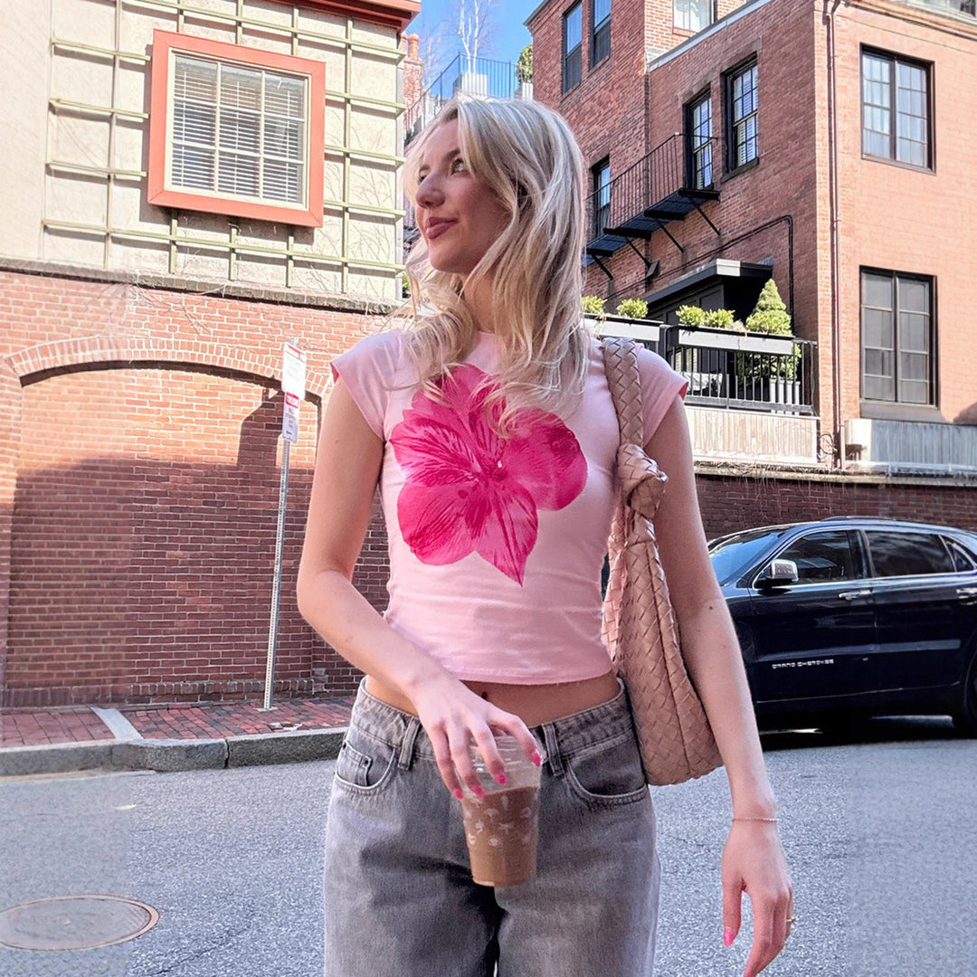 Damen T-Shirt mit floralem Aufdruck Drune