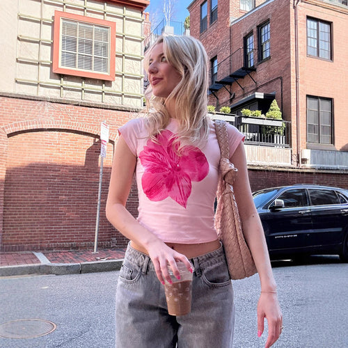 Damen T-Shirt mit floralem Aufdruck Drune