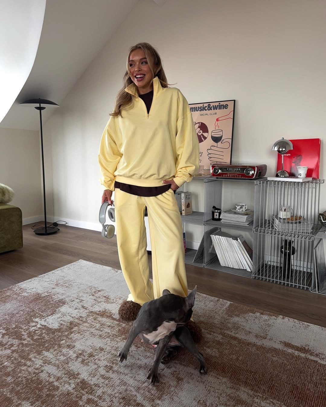 Damen Oversize Sweatshirt mit Halbzip und hohem Stehkragen Drune