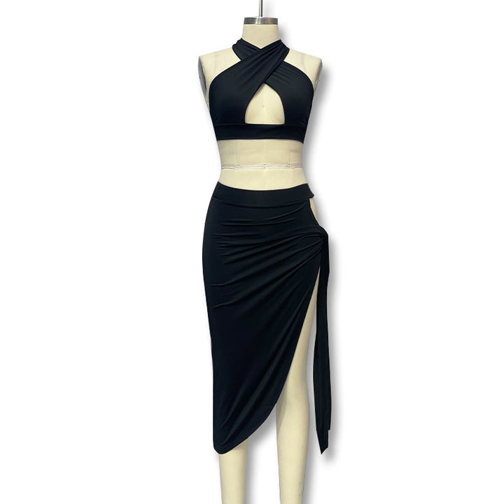 Damen Elegantes Cut-Out Kleid mit Wickeloptik und tiefem Ausschnitt Drune