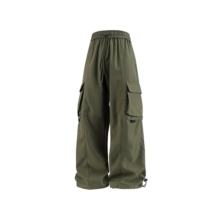 Herren weite Utility‑Cargohose im Baggy‑Cut mit Tunnelzugbund, großen Klappentaschen und verstellbarem Beinabschluss Drune
